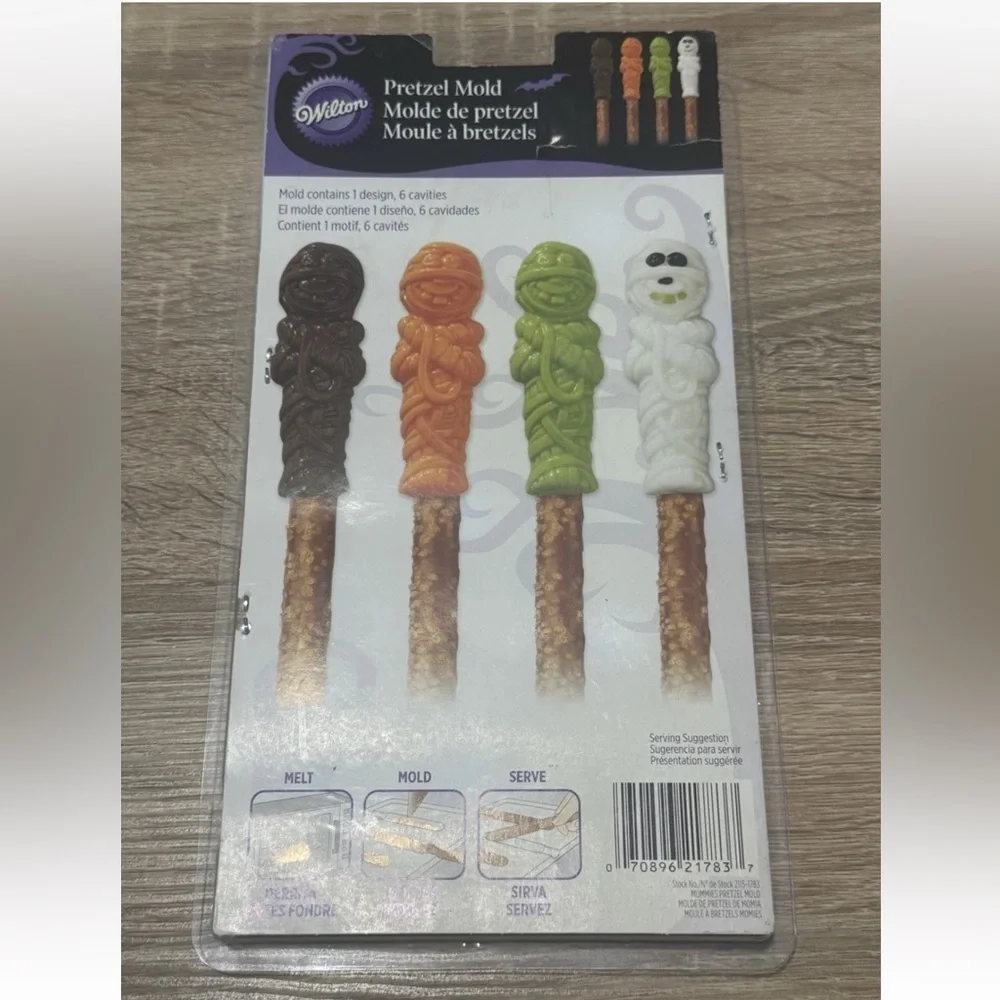 New Halloween Mummy Ghost 6 Place Mold Non Stick Chocolate Pretzel Mold 2115